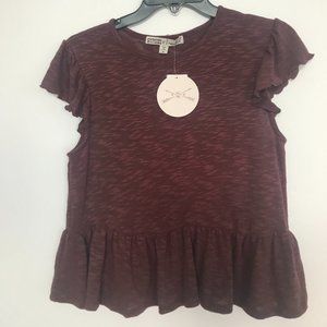 New tags - Peplum-Hem Top Burgundy:  Size Medium